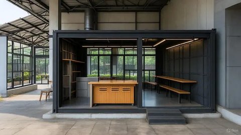 Desain Warung Jualan Kontainer dari Baja Ringan