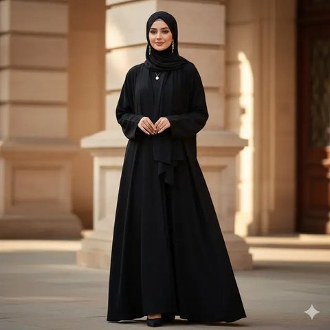 Model Gamis Abaya Hitam (created by AI)