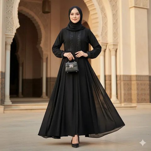 Model Gamis Abaya Hitam (created by AI)