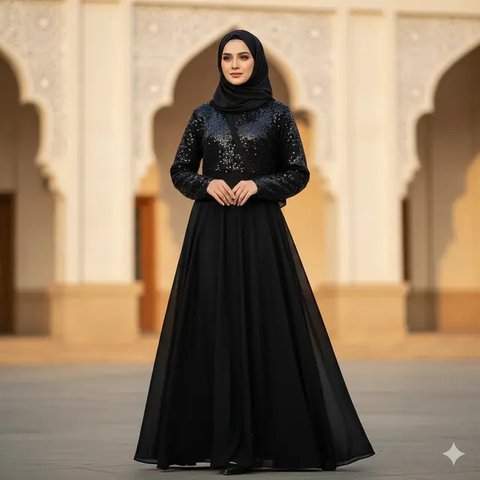 Model Gamis Abaya Hitam (created by AI)