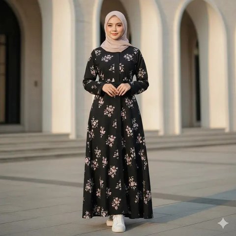 Model Gamis Abaya Hitam (created by AI)