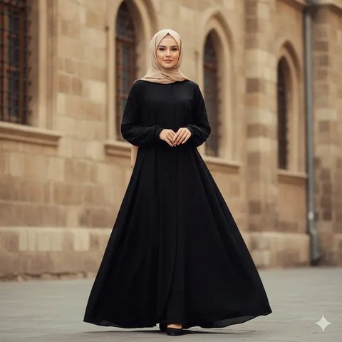 Model Gamis Abaya Hitam (created by AI)