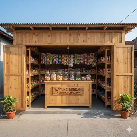 Ide Desain Warung Sembako Hemat Biaya Modal Kecil (Image by Gemini AI)