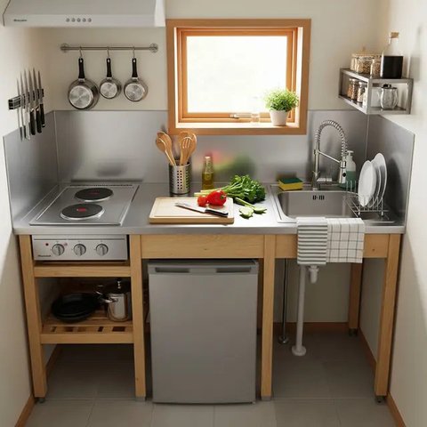 Dapur Rumah Mungil 2x2 Meter dengan Fungsi Maksimal dan Biaya Minim (AI)