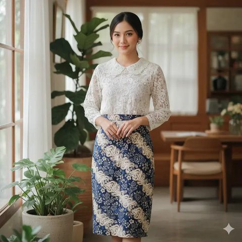 Model Baju yang Cocok dengan Rok Batik Midi (created by AI)