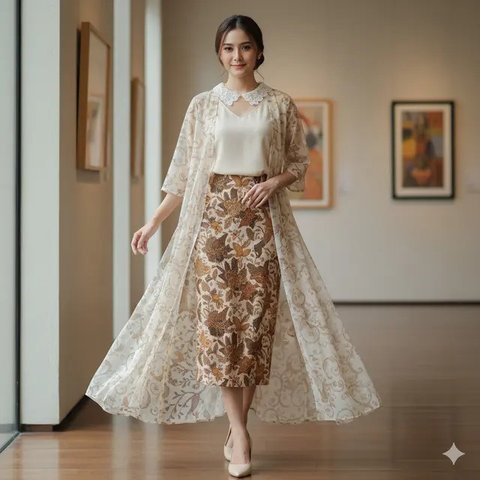Model Baju yang Cocok dengan Rok Batik Midi (created by AI)