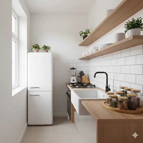 Dapur Rumah Kecil 2x2 Meter Gaya Japandi Budget 10 Juta (Image by Gemini)