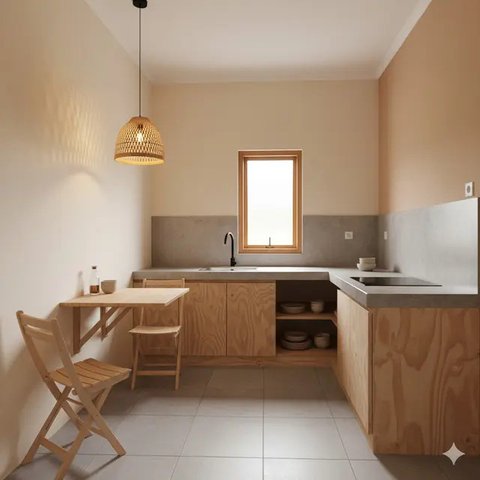 Dapur Rumah Kecil 2x2 Meter Gaya Japandi Budget 10 Juta (Image by Gemini)