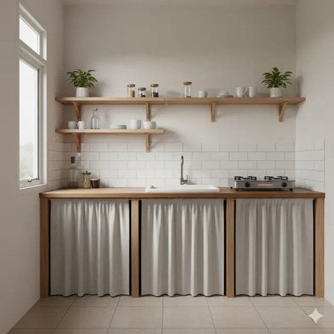 Dapur Rumah Kecil 2x2 Meter Gaya Japandi Budget 10 Juta (Image by Gemini)