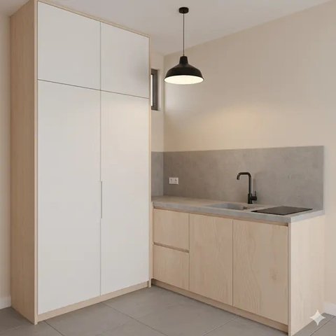 Dapur Rumah Kecil 2x2 Meter Gaya Japandi Budget 10 Juta (Image by Gemini)