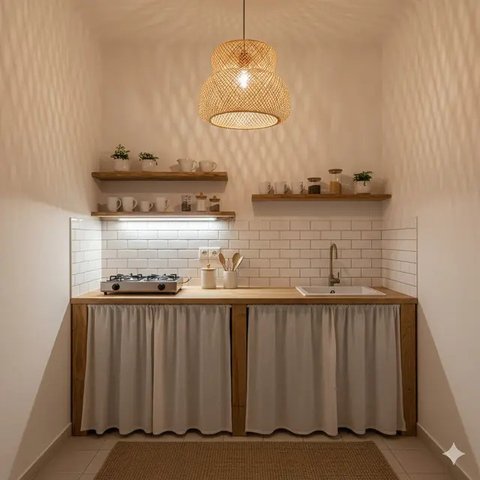 Dapur Rumah Kecil 2x2 Meter Gaya Japandi Budget 10 Juta (Image by Gemini)