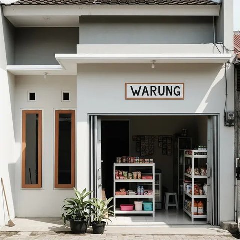 Gambar Rumah Minimalis Ada Warungnya (created by AI)
