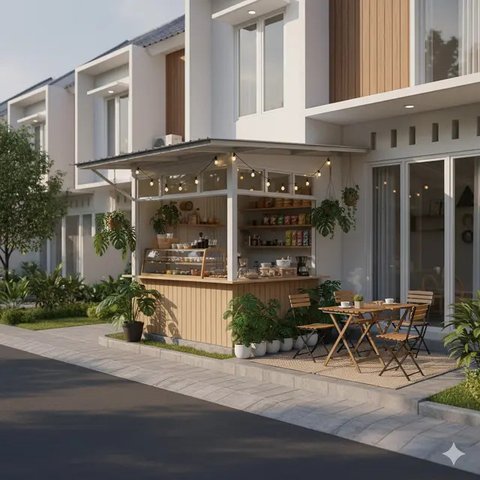 Gambar Rumah Minimalis Ada Warungnya (created by AI)