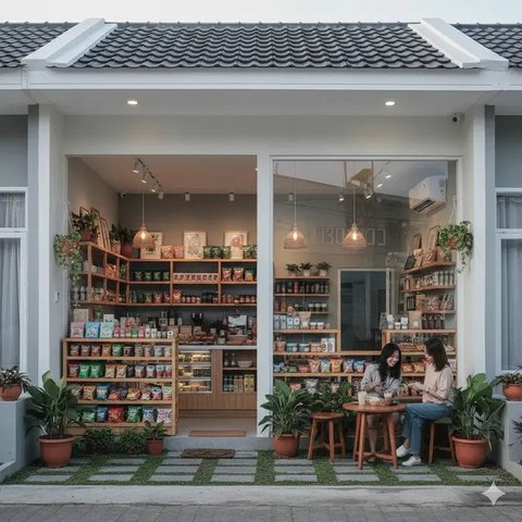 Gambar Rumah Minimalis Ada Warungnya (created by AI)