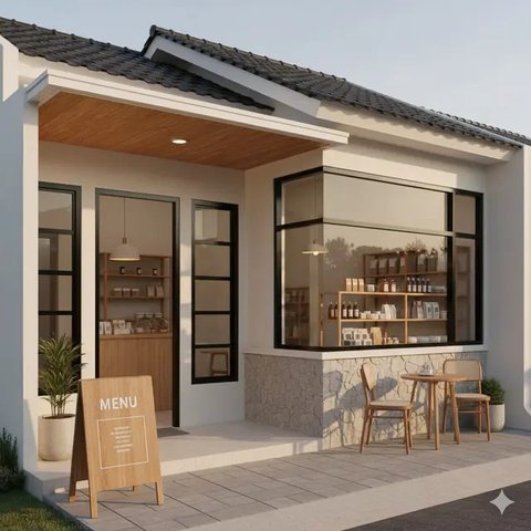 Gambar Rumah Minimalis Ada Warungnya (created by AI)