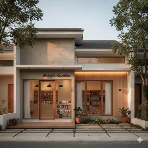 Gambar Rumah Minimalis Ada Warungnya (created by AI)