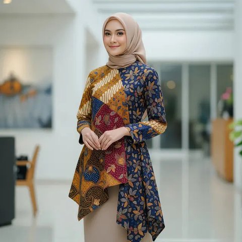 Model Atasan Batik Hijab Modern/Gemini AI