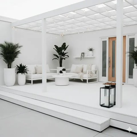 Rumah Minimalis dengan Teras Depan Simetris/AI