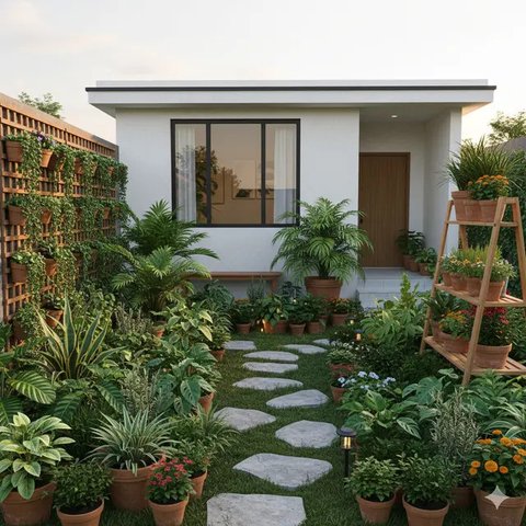 Rumah Sederhana Murah tapi Punya Taman Mini Cantik (Image by Gemini AI)