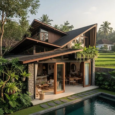 Model Rumah Sederhana Tapi Mewah dengan Atap Modern 2025 (Gemini AI)