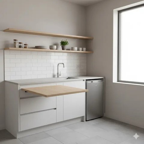 Desain Dapur Kecil di Rumah Subsidi. Gemini