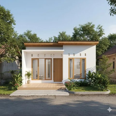 Model Rumah Sederhana di Kampung yang Elegan. Gemini