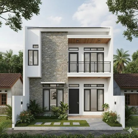 Model Rumah Sederhana di Kampung yang Elegan. Gemini