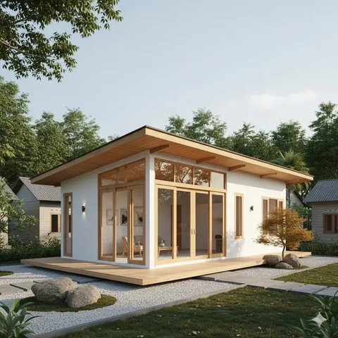 Model Rumah Sederhana di Kampung yang Elegan. Gemini