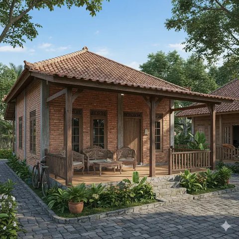 Model Rumah Sederhana di Kampung yang Elegan. Gemini