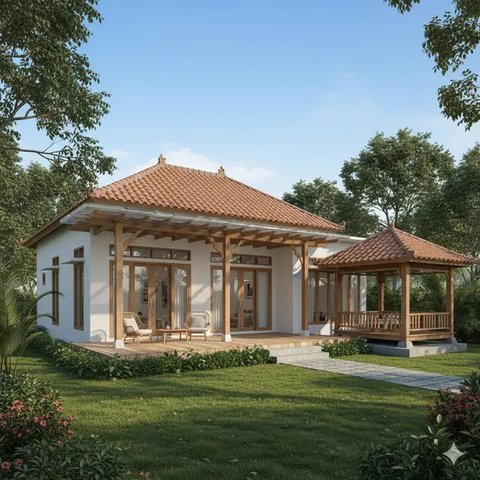 Model Rumah Sederhana di Kampung yang Elegan. Gemini