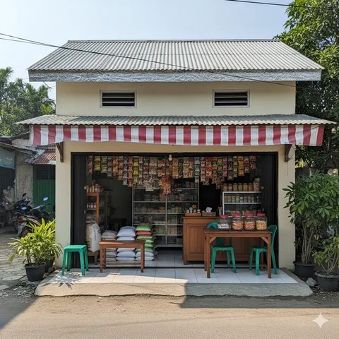 7 Desain Warung Sembako Anti Panas, Inspirasi Toko Kecil yang Tetap Adem dan Rapi (foto: Gemini AI)