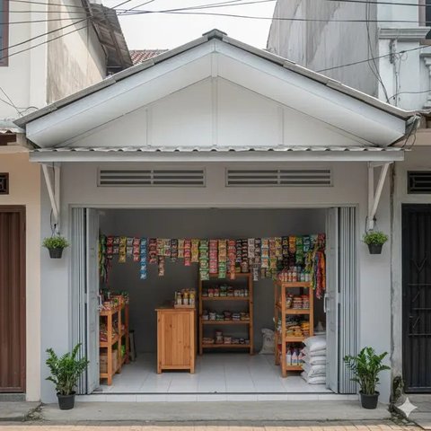 7 Desain Warung Sembako Anti Panas, Inspirasi Toko Kecil yang Tetap Adem dan Rapi (foto: Gemini AI)