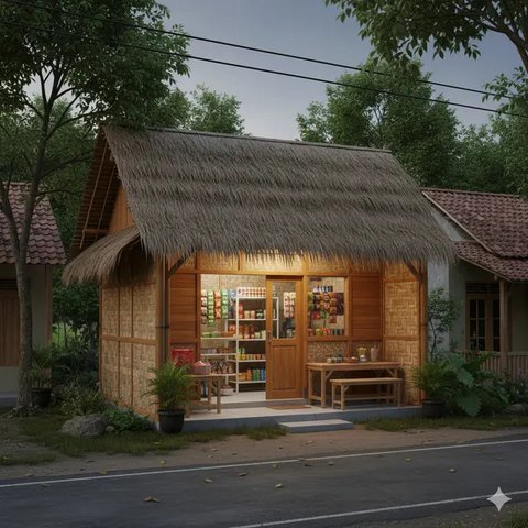 7 Desain Warung Sembako Anti Panas, Inspirasi Toko Kecil yang Tetap Adem dan Rapi (foto: Gemini AI)