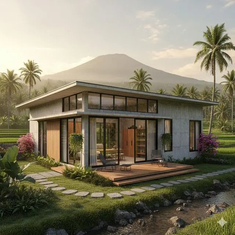 7 Model Rumah Modern yang Sederhana tapi Nyaman di Desa, Perpaduan Gaya Kekinian dan Suasana Asri (sumber:AI)