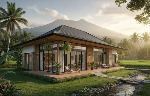 7 Model Rumah Modern yang Sederhana tapi Nyaman di Desa, Perpaduan Gaya Kekinian dan Suasana Asri (sumber:AI)