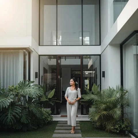 Foto di Depan Rumah Impian yang Realistis (AI)
