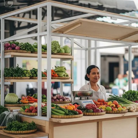 Desain Warung Sayur Minimalis Ramai Pengunjung (AI)