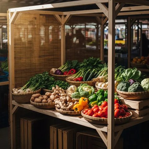 Desain Warung Sayur Minimalis Ramai Pengunjung (AI)