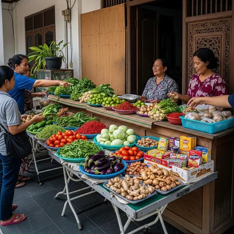 Desain Warung Sayur Minimalis Ramai Pengunjung (AI)