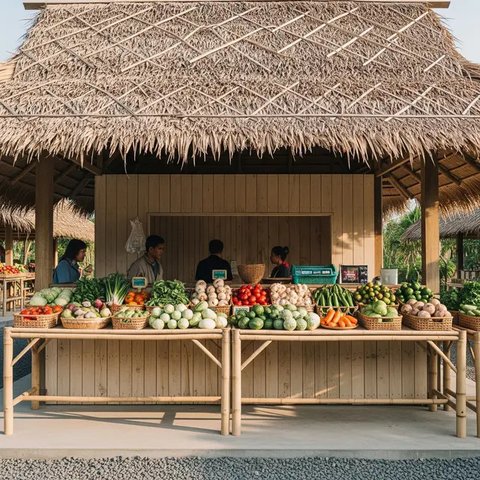 Desain Warung Sayur Minimalis Ramai Pengunjung (AI)