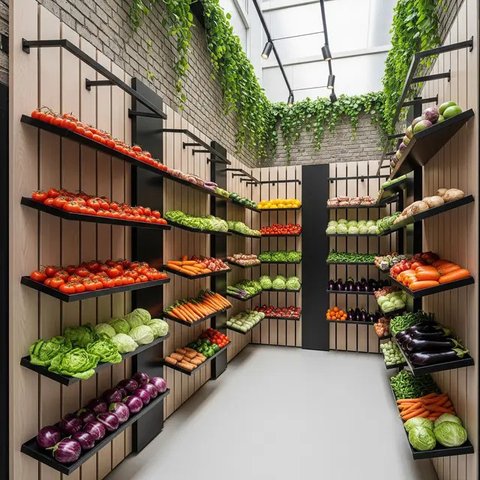 Desain Warung Sayur Minimalis Ramai Pengunjung (AI)