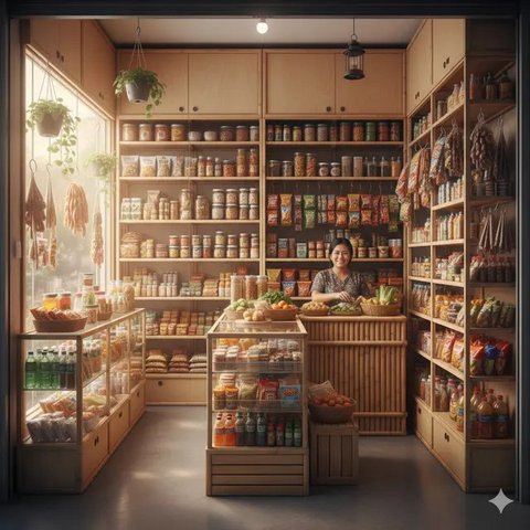 Inspirasi Warung Kelontong dengan Ruangan Terbatas (created by AI)