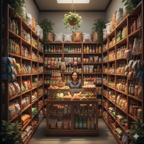 Inspirasi Warung Kelontong dengan Ruangan Terbatas (created by AI)