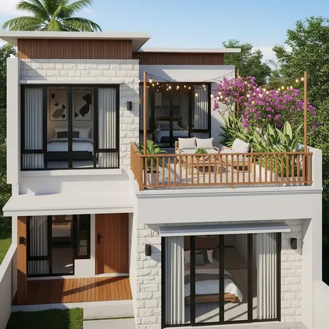 Model Rumah Sederhana Tapi Mewah dengan Atap Datar dan Rooftop/Gemini AI