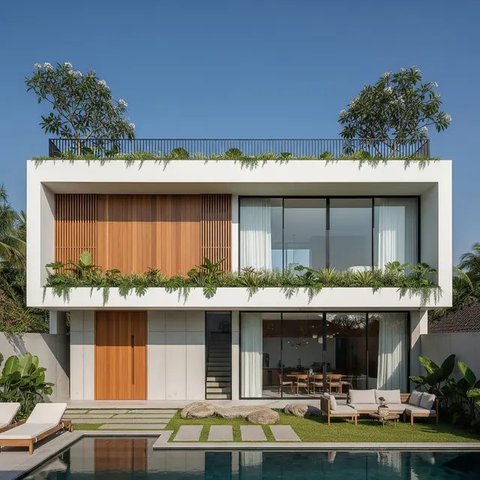 Model Rumah Sederhana Tapi Mewah dengan Atap Datar dan Rooftop/Gemini AI