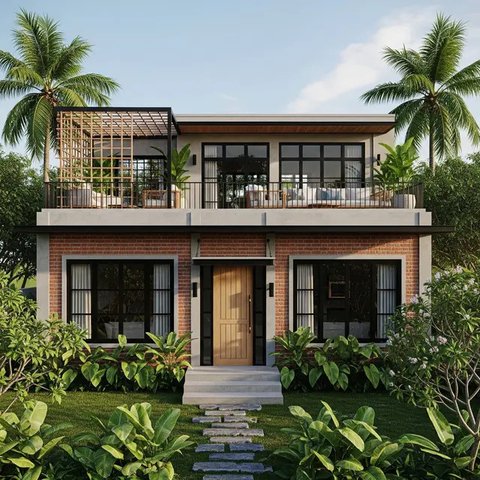 Model Rumah Sederhana Tapi Mewah dengan Atap Datar dan Rooftop/Gemini AI
