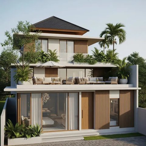Model Rumah Sederhana Tapi Mewah dengan Atap Datar dan Rooftop/Gemini AI