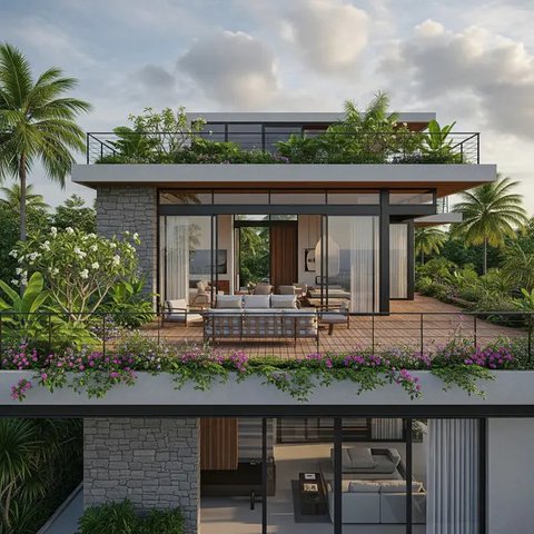 Model Rumah Sederhana Tapi Mewah dengan Atap Datar dan Rooftop/Gemini AI