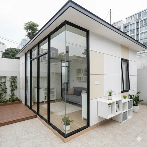 7 Gambar Rumah Kecil Tanpa Halaman yang Tetap Nyaman, Desain Praktis untuk Lahan Terbatas (Foto: Gemini AI)