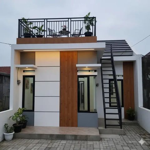 7 Gambar Rumah Kecil Tanpa Halaman yang Tetap Nyaman, Desain Praktis untuk Lahan Terbatas (Foto: Gemini AI)